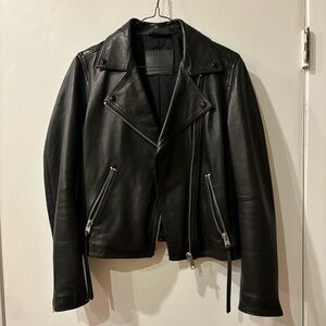 All Saints Dalby Slim Fit Leather Biker Jacket